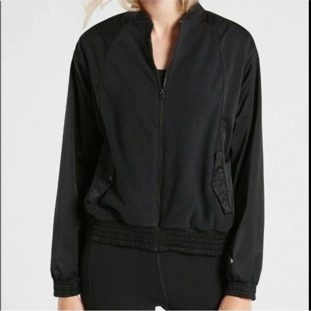 Athleta Zion Women's Microfleece Full-Zip Black Bomber Jacket XS